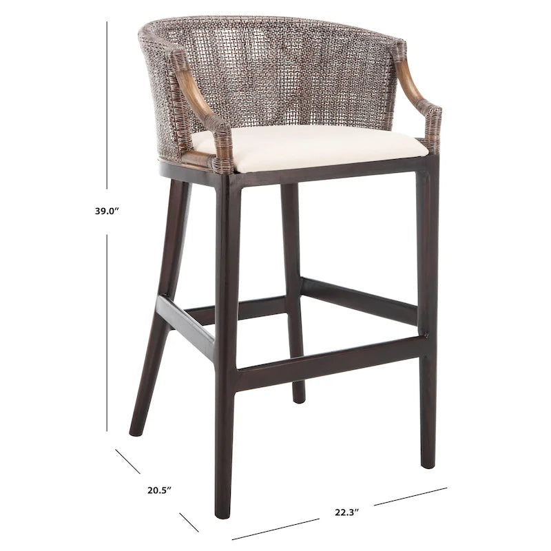 Tabouret de bar SAFAVIEH Virona en rotin 76 cm (22,3 po L x 20,5 po P x 39 po H)