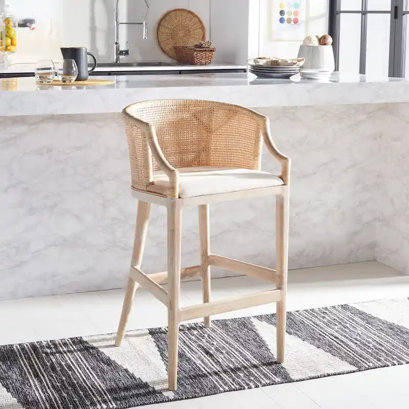 Tabouret de bar SAFAVIEH Virona en rotin 76 cm (22,3 po L x 20,5 po P x 39 po H)