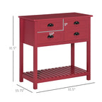 Buffet HOMCOM, console de rangement avec 4 tiroirs et étagère inférieure à lattes pour cuisine ou salon.