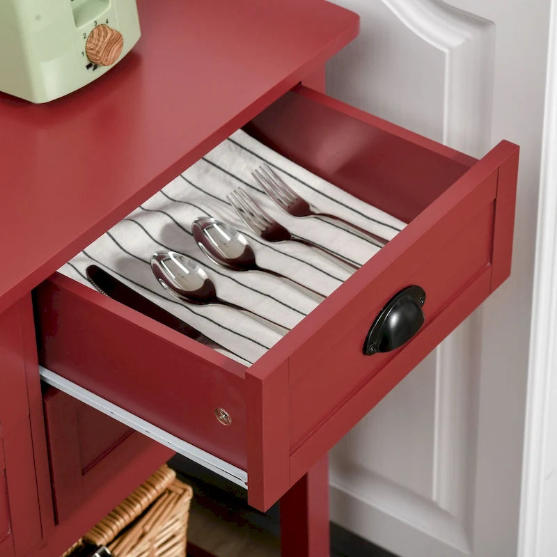 Buffet HOMCOM, console de rangement avec 4 tiroirs et étagère inférieure à lattes pour cuisine ou salon.