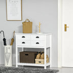 Buffet HOMCOM, console de rangement avec 4 tiroirs et étagère inférieure à lattes pour cuisine ou salon.