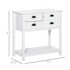 Buffet HOMCOM, console de rangement avec 4 tiroirs et étagère inférieure à lattes pour cuisine ou salon.