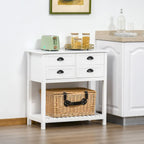 Buffet HOMCOM, console de rangement avec 4 tiroirs et étagère inférieure à lattes pour cuisine ou salon.