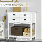 Buffet HOMCOM, console de rangement avec 4 tiroirs et étagère inférieure à lattes pour cuisine ou salon.