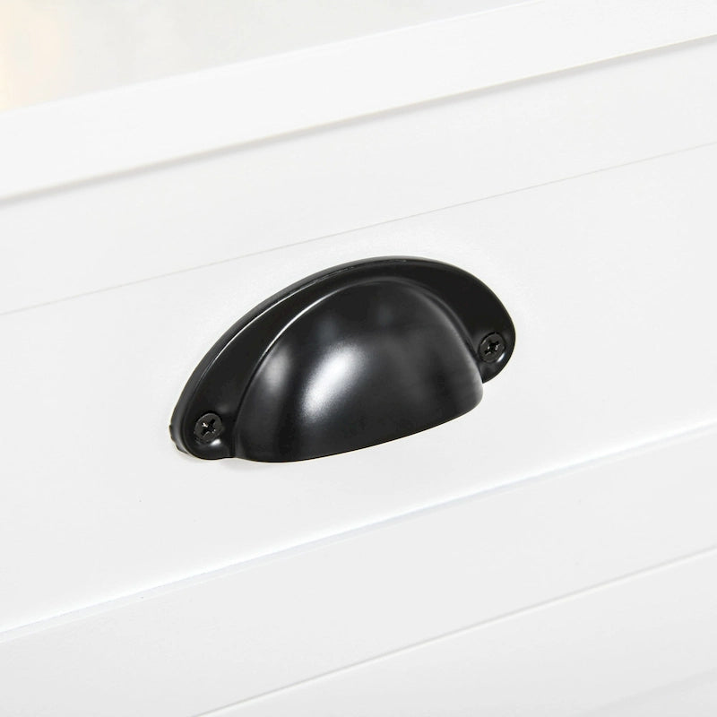 Buffet HOMCOM, console de rangement avec 4 tiroirs et étagère inférieure à lattes pour cuisine ou salon.