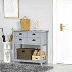 Buffet HOMCOM, console de rangement avec 4 tiroirs et étagère inférieure à lattes pour cuisine ou salon.