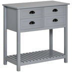 Buffet HOMCOM, console de rangement avec 4 tiroirs et étagère inférieure à lattes pour cuisine ou salon.