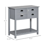 Buffet HOMCOM, console de rangement avec 4 tiroirs et étagère inférieure à lattes pour cuisine ou salon.