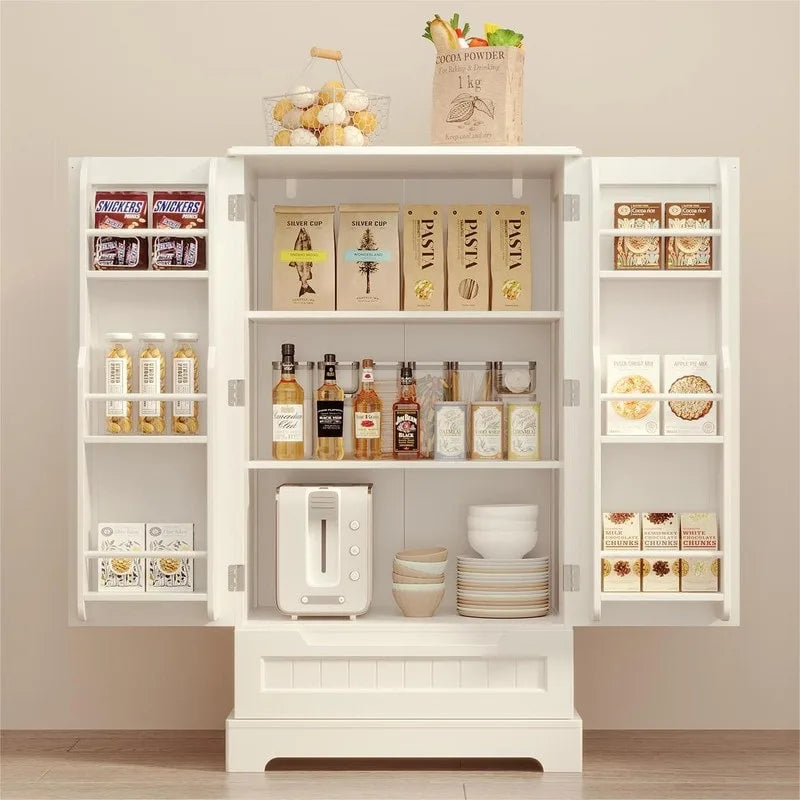 Armoire de rangement de cuisine, meuble de rangement de salle de bain autoportant avec 2 portes et tiroirs