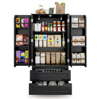 Armoire de rangement de cuisine, meuble de rangement de salle de bain autoportant avec 2 portes et tiroirs