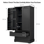 Armoire de rangement de cuisine, meuble de rangement de salle de bain autoportant avec 2 portes et tiroirs