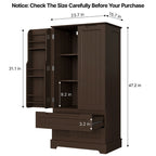 Armoire de rangement de cuisine, meuble de rangement de salle de bain autoportant avec 2 portes et tiroirs
