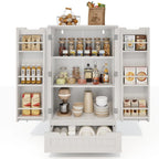 Armoire de rangement de cuisine, meuble de rangement de salle de bain autoportant avec 2 portes et tiroirs