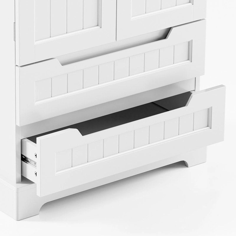 Armoire de rangement de cuisine, meuble de rangement de salle de bain autoportant avec 2 portes et tiroirs