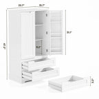 Armoire de rangement de cuisine, meuble de rangement de salle de bain autoportant avec 2 portes et tiroirs
