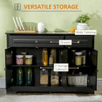 Buffet moderne HOMCOM avec placards de rangement, 2 tiroirs et étagères réglables, noir