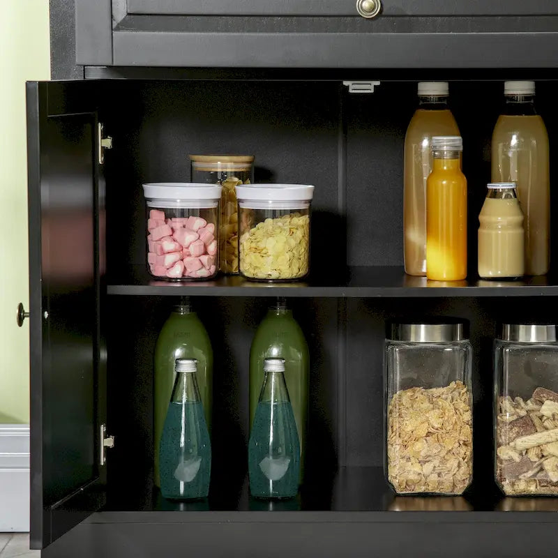 Buffet moderne HOMCOM avec placards de rangement, 2 tiroirs et étagères réglables, noir