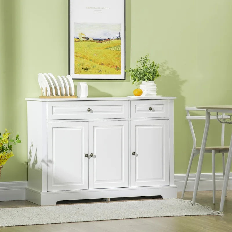 Buffet moderne HOMCOM avec placards de rangement, 2 tiroirs et étagères réglables, noir