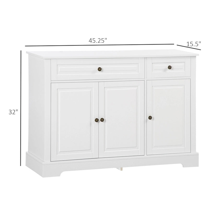 Buffet moderne HOMCOM avec placards de rangement, 2 tiroirs et étagères réglables, noir
