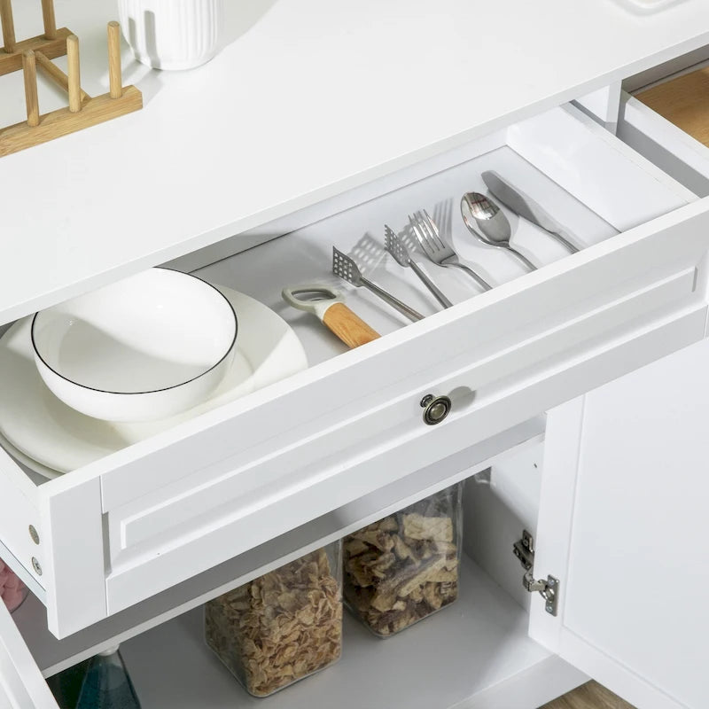 Buffet moderne HOMCOM avec placards de rangement, 2 tiroirs et étagères réglables, noir