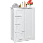 Meuble de rangement de sol pour salle de bain, meuble de rangement autoportant avec 4 tiroirs et étagère réglable