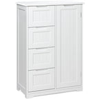 Meuble de rangement de sol pour salle de bain, meuble de rangement autoportant avec 4 tiroirs et étagère réglable
