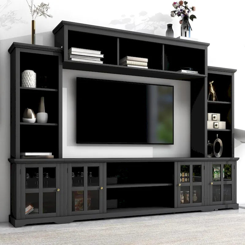 Meuble TV avec pont, console pour téléviseurs jusqu'à 70 pouces, deux colonnes