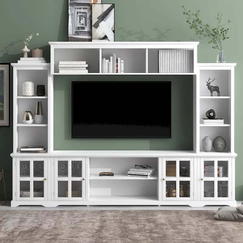 Meuble TV avec pont, console pour téléviseurs jusqu'à 70 pouces, deux colonnes