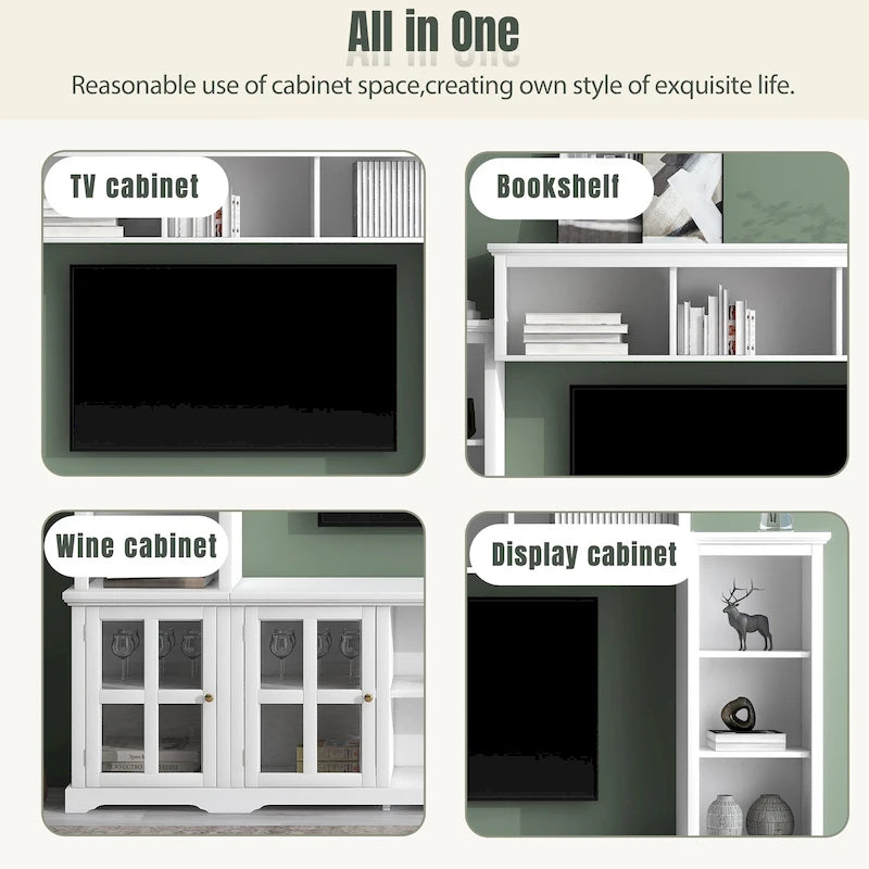 Meuble TV avec pont, console pour téléviseurs jusqu'à 70 pouces, deux colonnes