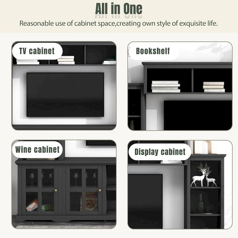 Meuble TV avec pont, console pour téléviseurs jusqu'à 70 pouces, deux colonnes