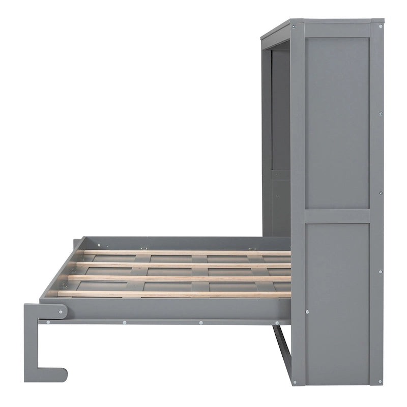 Lit escamotable mural double, gris