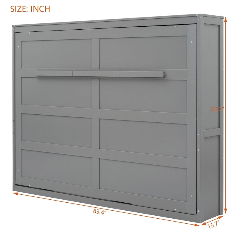 Lit escamotable mural double, gris
