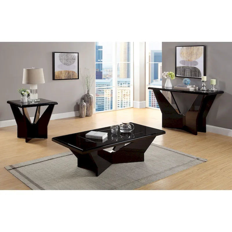 Ensemble de 3 tables basses contemporaines Ameena avec plateau en verre, par Furniture of America