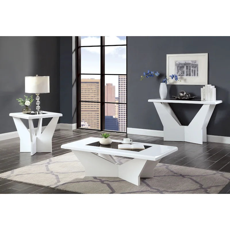 Ensemble de 3 tables basses contemporaines Ameena avec plateau en verre, par Furniture of America