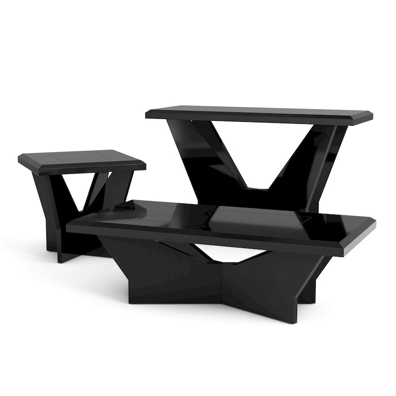 Ensemble de 3 tables basses contemporaines Ameena avec plateau en verre, par Furniture of America