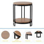Tables d'appoint pour salon, table d'appoint ronde, table de chevet ronde avec structure en métal