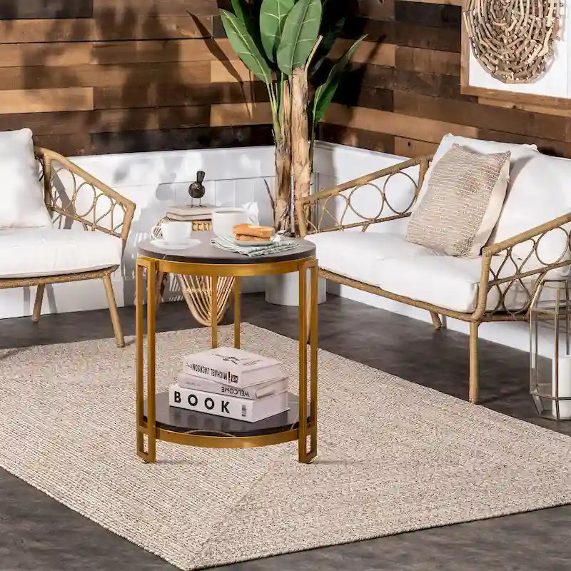 Tables d'appoint pour salon, table d'appoint ronde, table de chevet ronde avec structure en métal