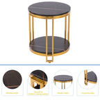Tables d'appoint pour salon, table d'appoint ronde, table de chevet ronde avec structure en métal