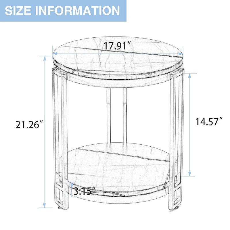 Tables d'appoint pour salon, table d'appoint ronde, table de chevet ronde avec structure en métal