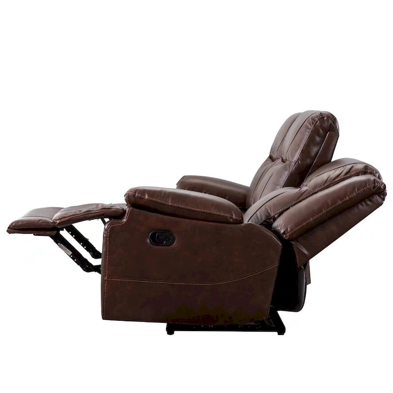 Ensemble de canapés inclinables manuels en cuir véritable de style moderne du milieu du siècle