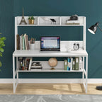 Bureau d'ordinateur avec étagère et bibliothèque intégrées, bureau pour bureau à domicile, table d'étude et d'écriture