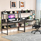 Bureau d'ordinateur avec étagère et bibliothèque intégrées, bureau pour bureau à domicile, table d'étude et d'écriture
