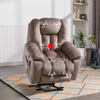 Fauteuil releveur électrique surdimensionné avec fonction massage et chauffage, doté de 2 porte-gobelets dissimulés pour personnes âgées