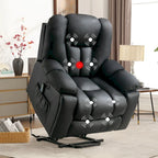 Fauteuil releveur électrique surdimensionné avec fonction massage et chauffage, doté de 2 porte-gobelets dissimulés pour personnes âgées