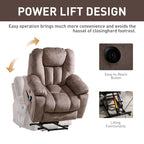 Fauteuil releveur électrique surdimensionné avec fonction massage et chauffage, doté de 2 porte-gobelets dissimulés pour personnes âgées