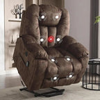 Fauteuil releveur électrique surdimensionné avec fonction massage et chauffage, doté de 2 porte-gobelets dissimulés pour personnes âgées