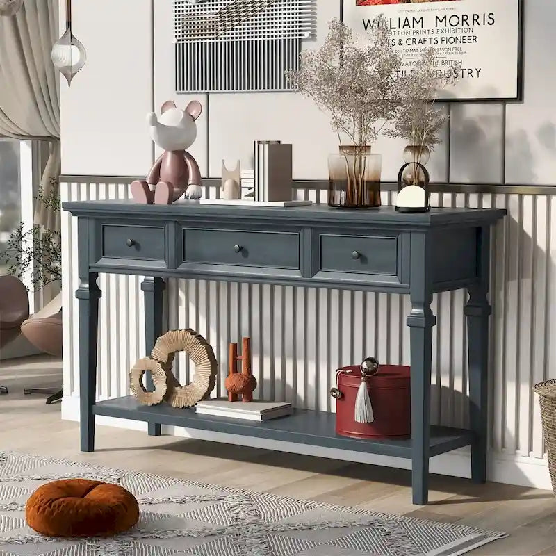 Console Merax de style rétro avec trois tiroirs supérieurs et une étagère inférieure