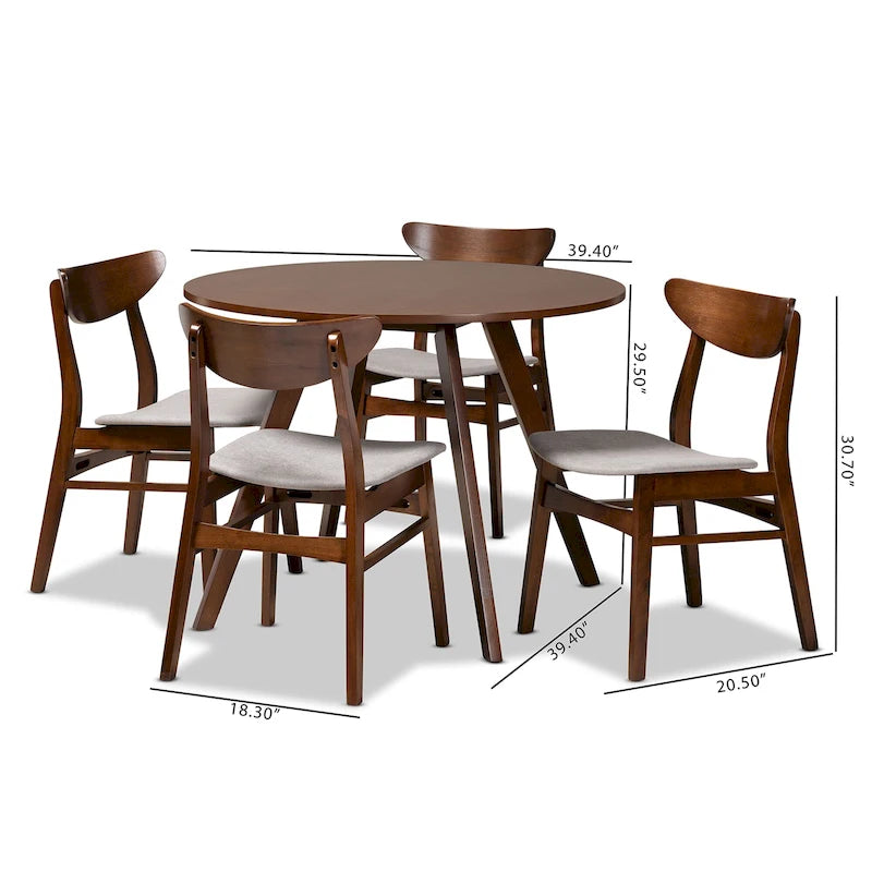 Ensemble de salle à manger Philip Mid-Century Modern Transitional 5 pièces