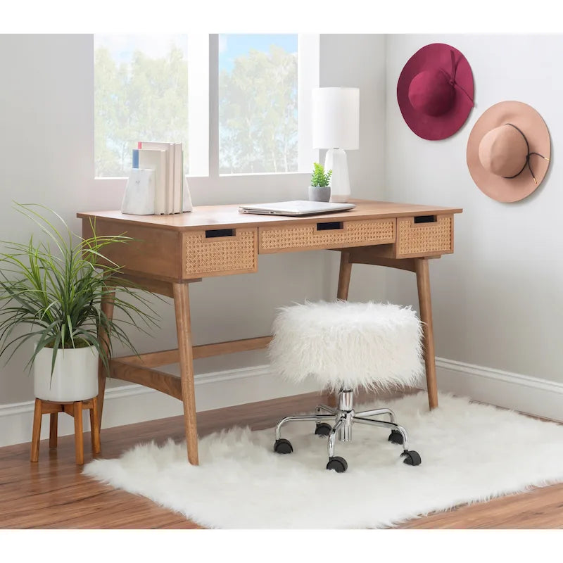 Bureau vintage en rotin Lamine