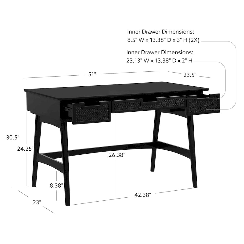 Bureau vintage en rotin Lamine